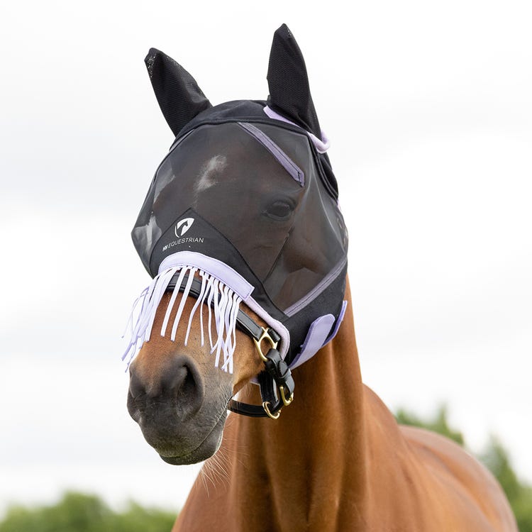Hy Equestrian Mesh Half Mask with Ears and Fringe image 6